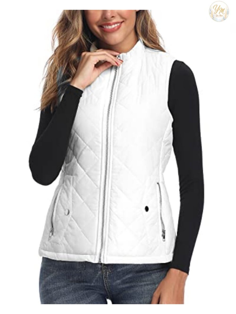 Argstar Women's Quilted Zip Pockets Padded Gilet Vest